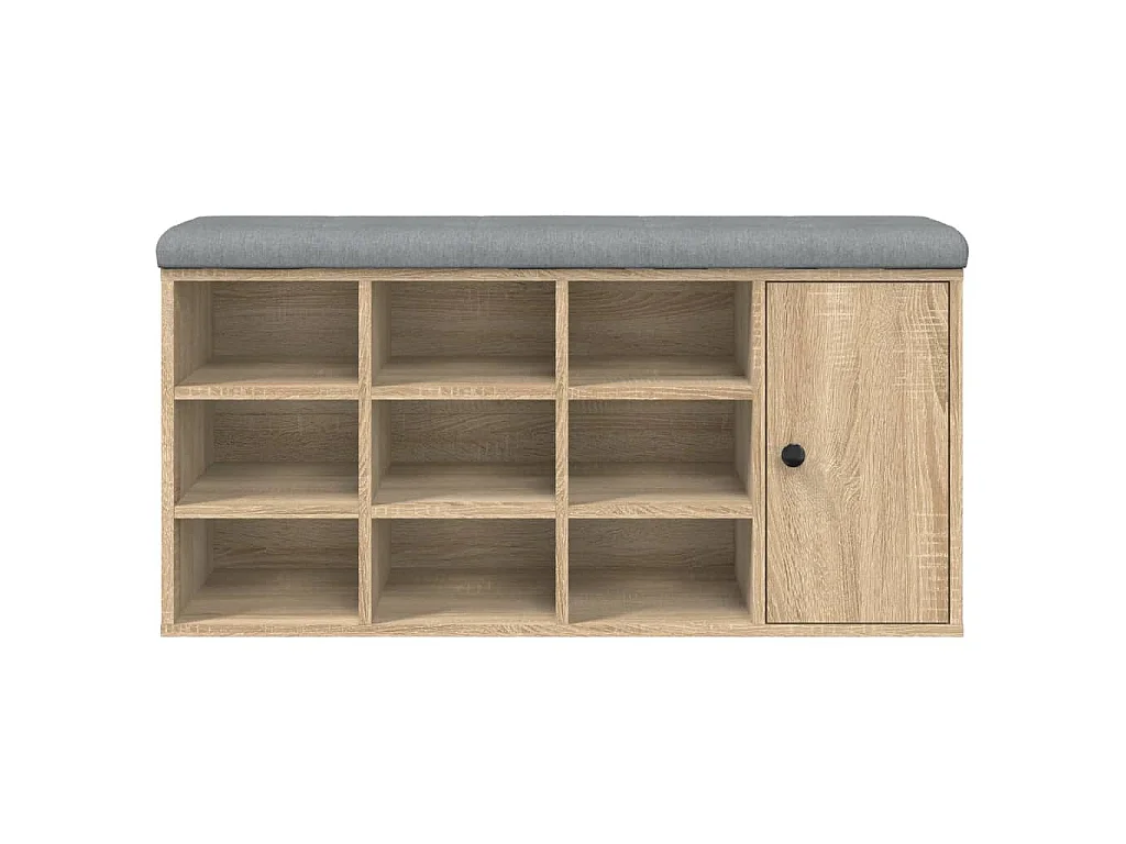 Banc à chaussures chêne sonoma 102x32x50 cm bois d'ingénierie