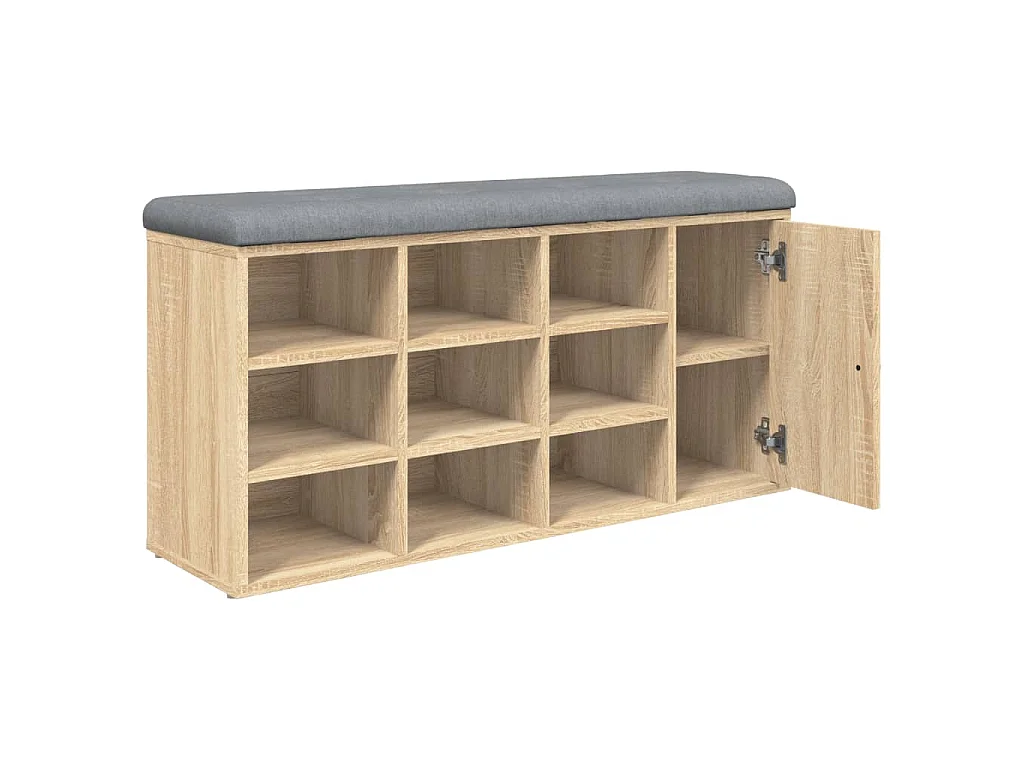Banc à chaussures chêne sonoma 102x32x50 cm bois d'ingénierie