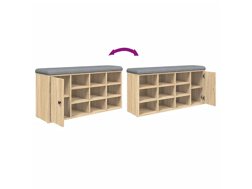 Banc à chaussures chêne sonoma 102x32x50 cm bois d'ingénierie