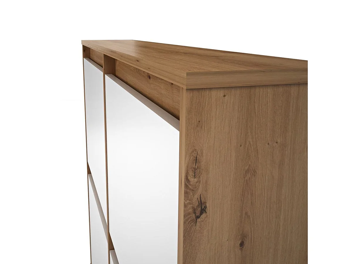Zapatero Dewe 4 puertas abatibles blanco/natural 110x110x20 cm