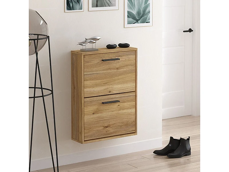 Zapatero New Aura 2 puertas abatibles natural 73x54x18 cm