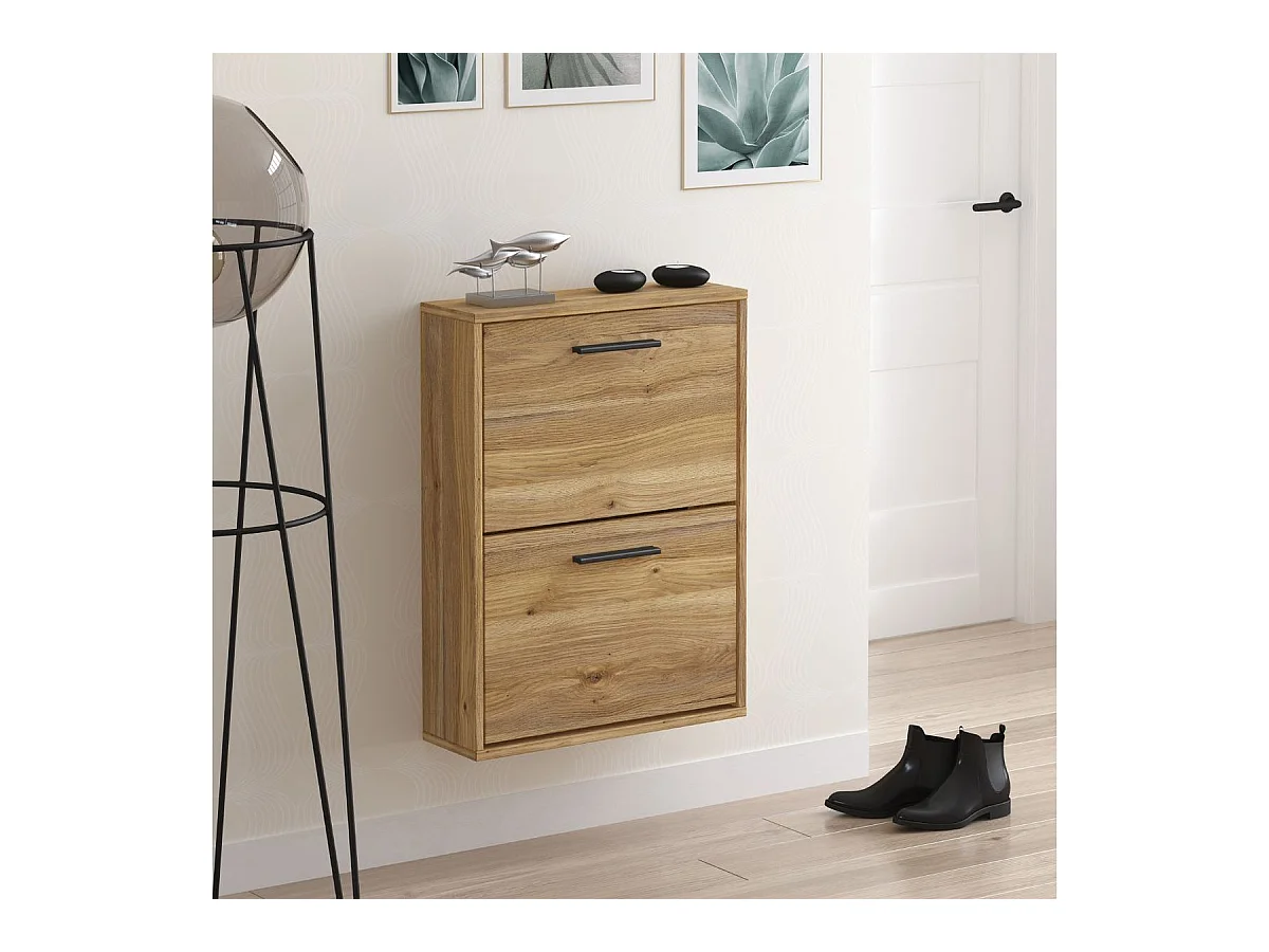 Zapatero New Aura 2 puertas abatibles natural 73x54x18 cm