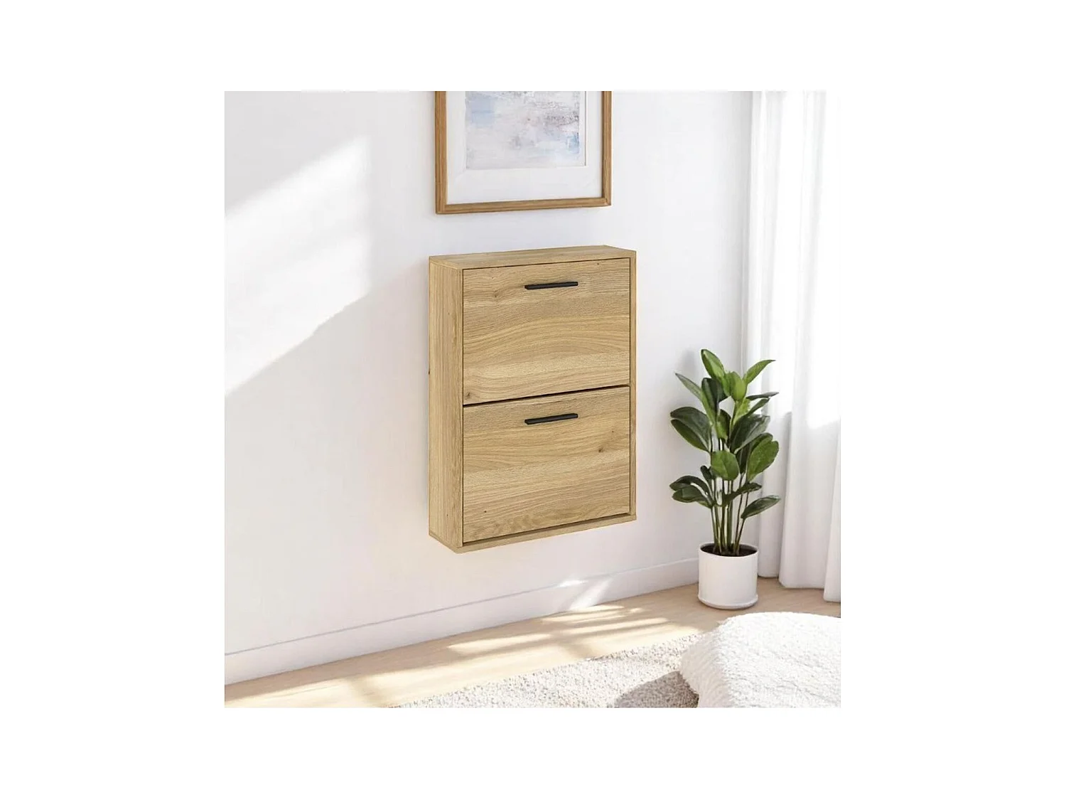 Zapatero New Aura 2 puertas abatibles natural 73x54x18 cm