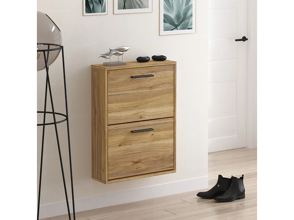 Zapatero New Aura 2 puertas abatibles natural 73x54x18 cm