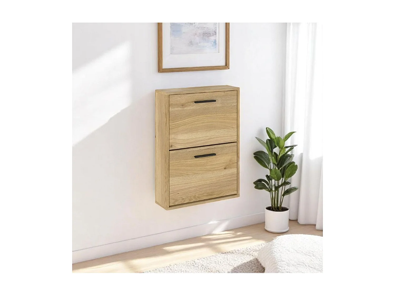 Zapatero New Aura 2 puertas abatibles natural 73x54x18 cm