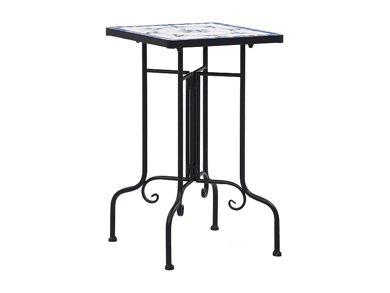 Mesa de exterior Mosaico cerámica azul/blanco 56x35x35 cm