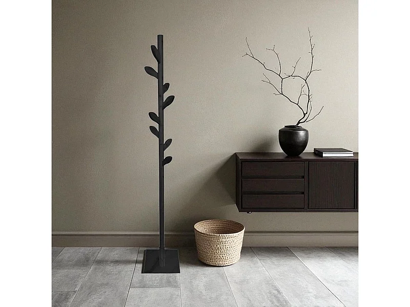 Perchero Gamma 8 colgadores negro 176x30x40 cm Adec