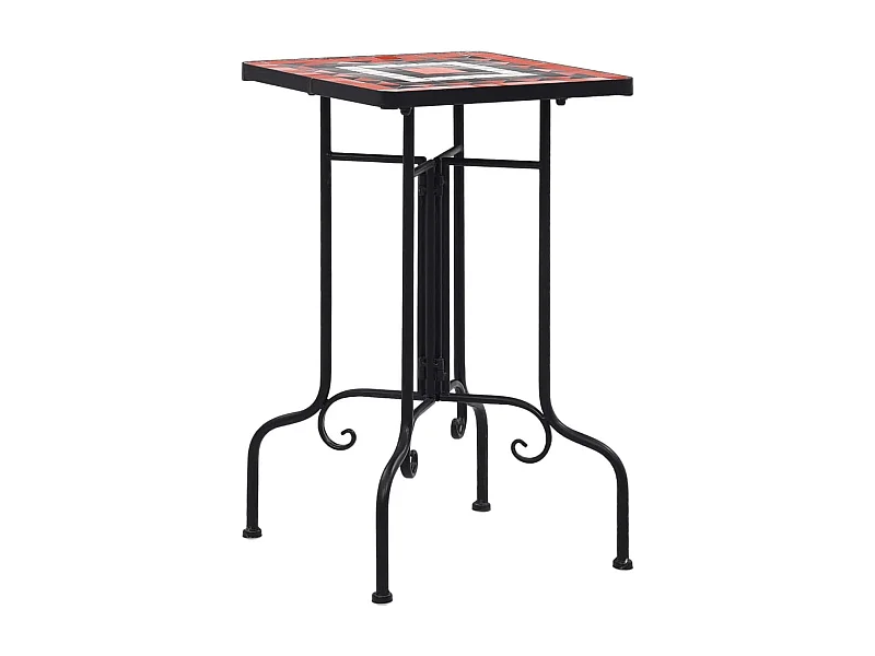 Mesa de exterior Mosaico cerámica blanco/marrón 56x35x35 cm