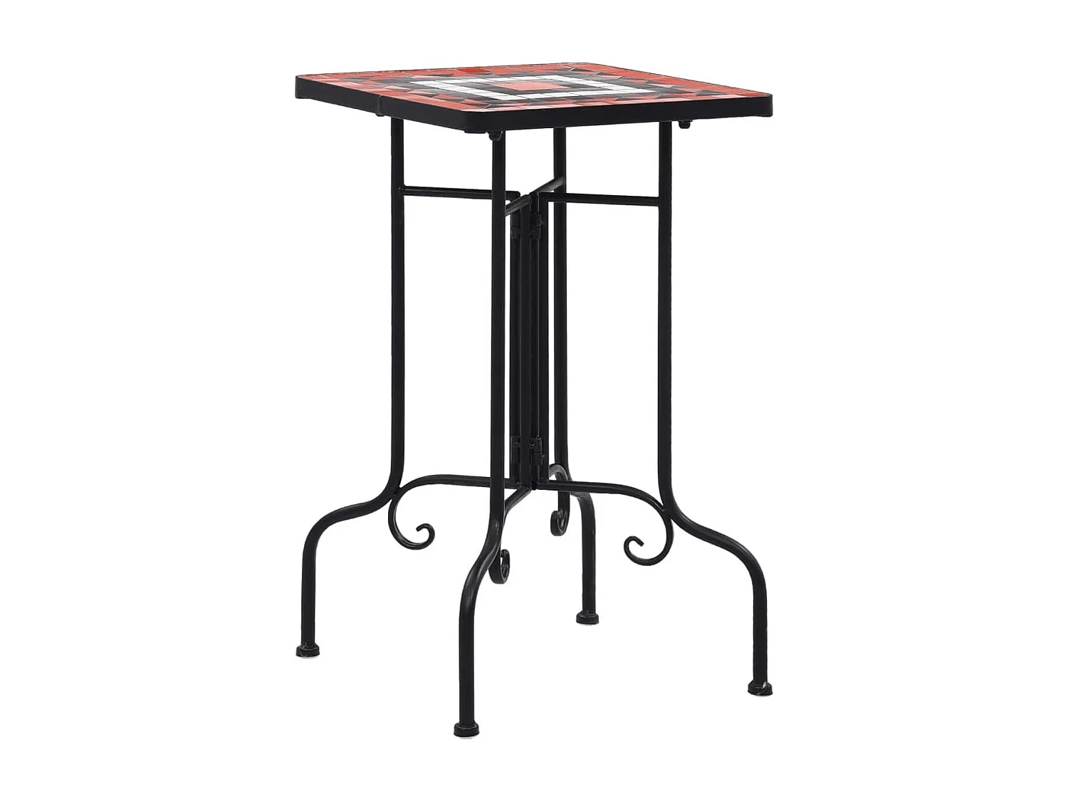 Mesa de exterior Mosaico cerámica blanco/marrón 56x35x35 cm