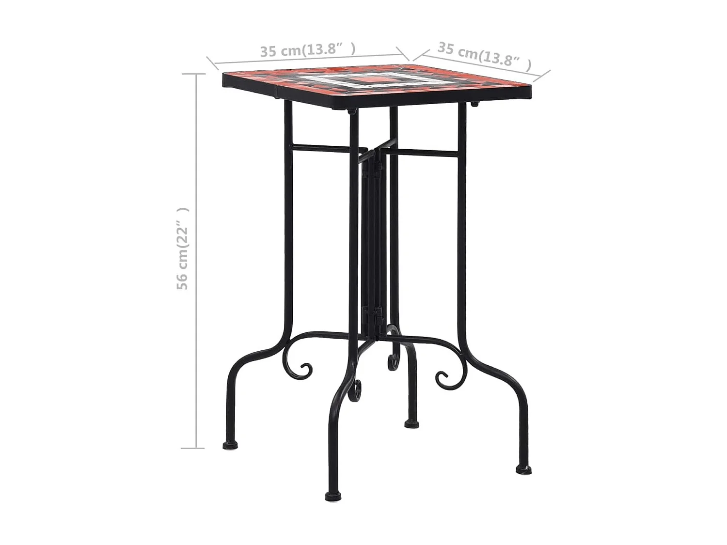 Mesa de exterior Mosaico cerámica blanco/marrón 56x35x35 cm