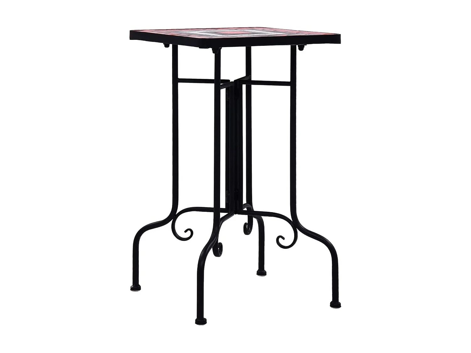 Mesa de exterior Mosaico cerámica blanco/marrón 56x35x35 cm