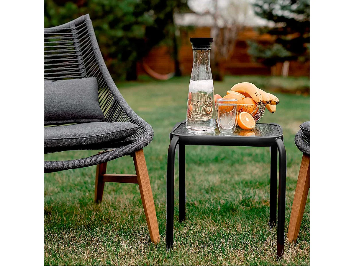 Mesa auxiliar de acero negro 45x40x40cm