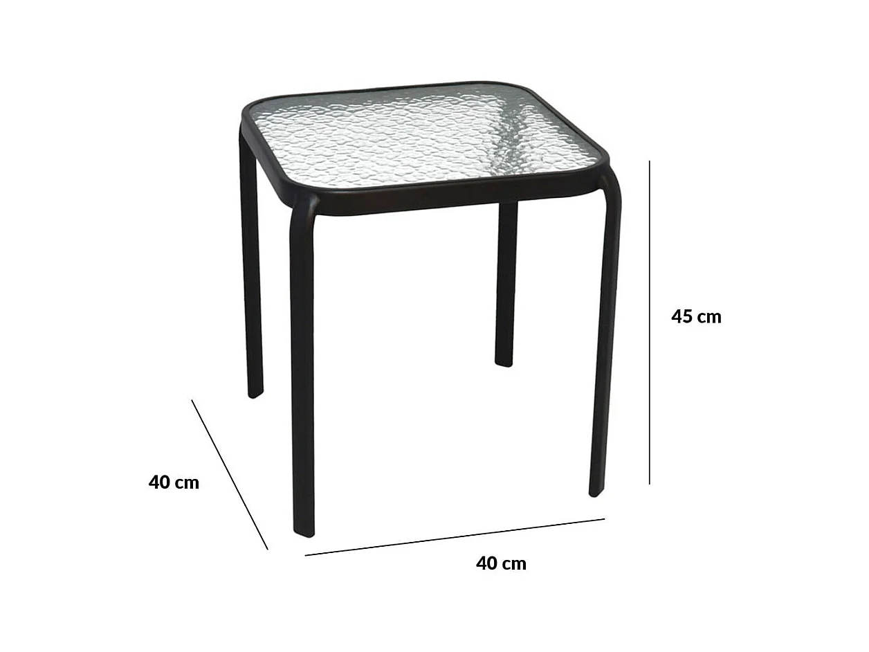 Mesa auxiliar de acero negro 45x40x40cm