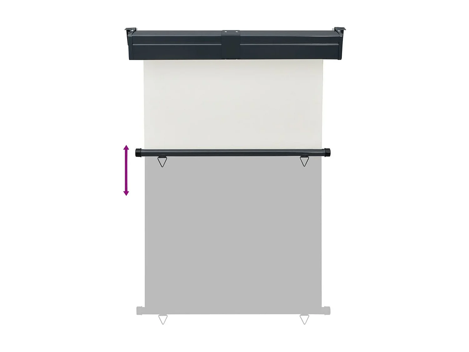 Toldo lateral de balcón color crema 125x250 cm