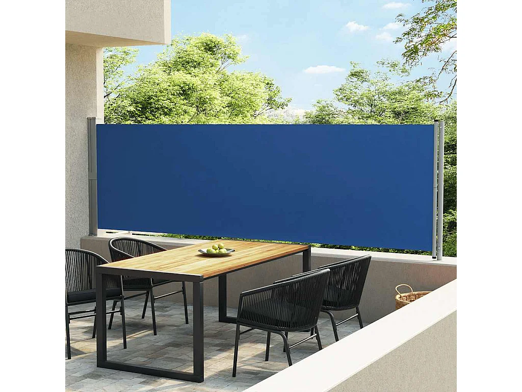 Toldo Lateral Retrátil Azul 140x600 cm para Pátio e Varanda