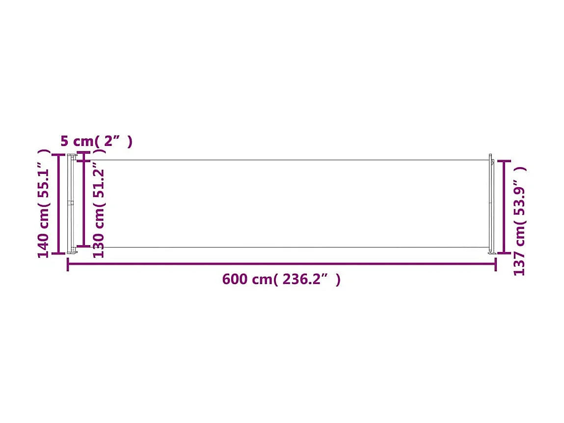 Toldo Lateral Retrátil Azul 140x600 cm para Pátio e Varanda