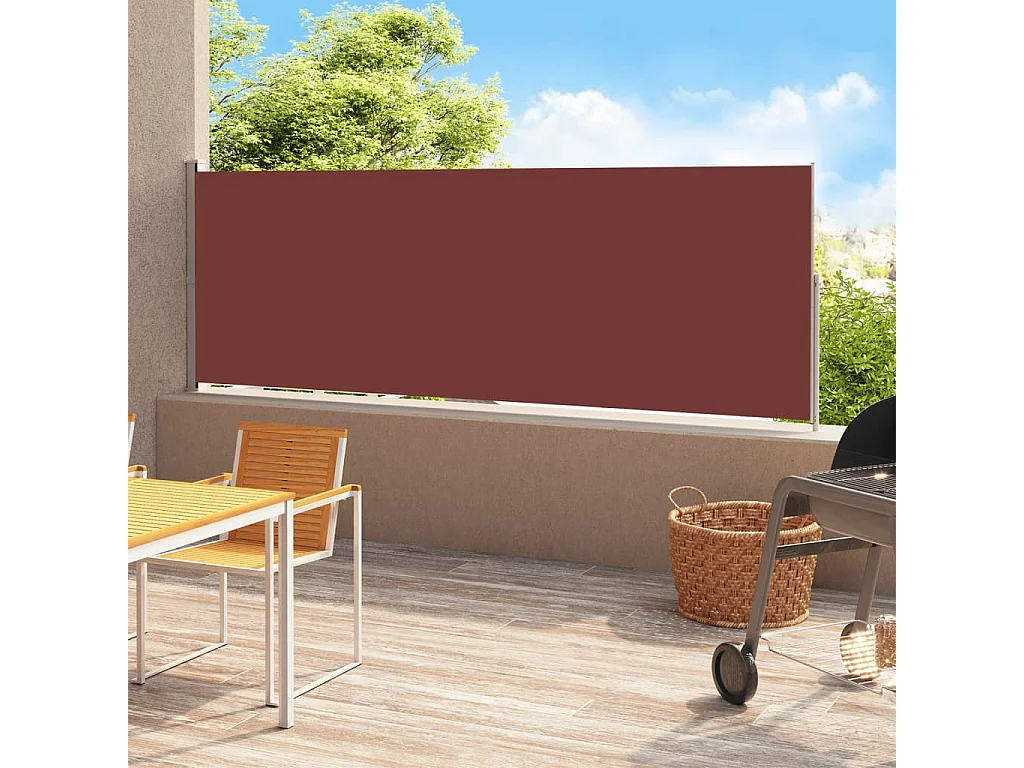 Toldo Lateral Retrátil Castanho para Pátio 220x500 cm - Elegância e Proteção