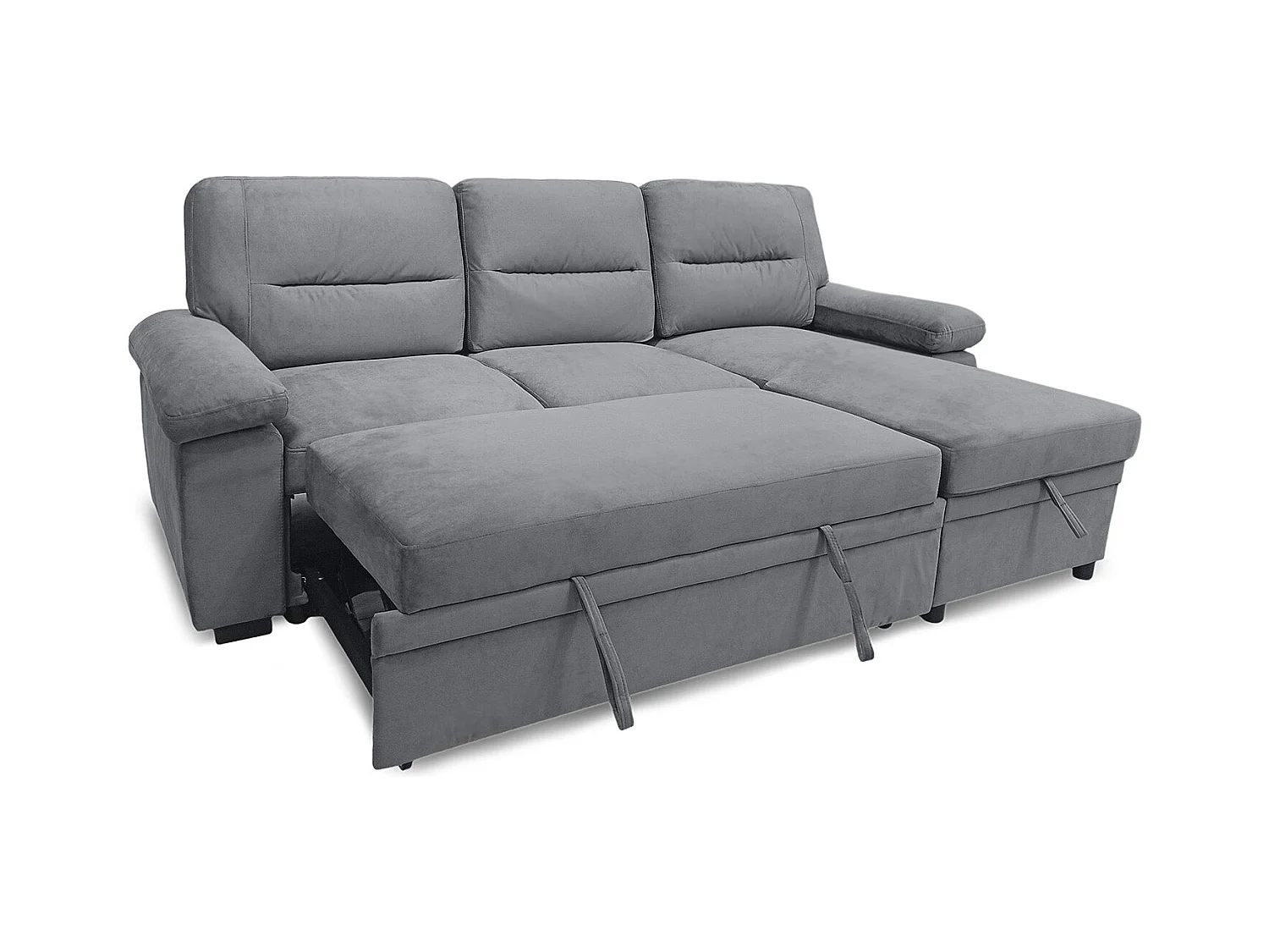 Sofa Cama Chaise Longue Emma 238cm Gris en terciopelo