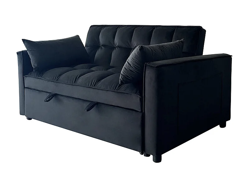 Sofa Cama de Matrimonio Fuji 138cm, Negro en terciopelo