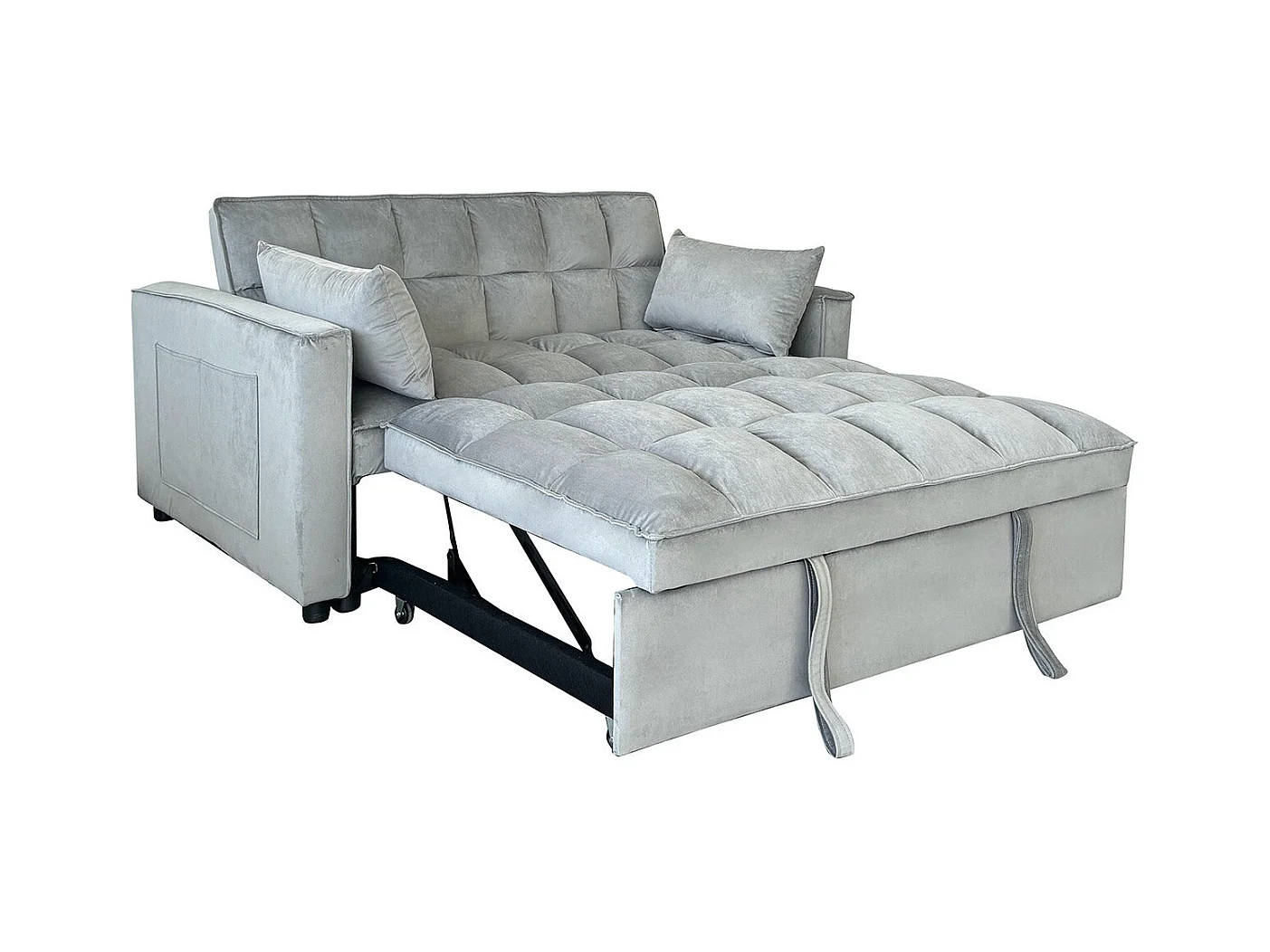 Sofá-cama de Casal Fuji 138cm, cinza em veludo