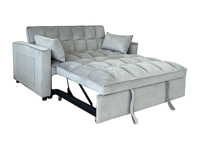 Sofá-cama de Casal Fuji 138cm, cinza em veludo
