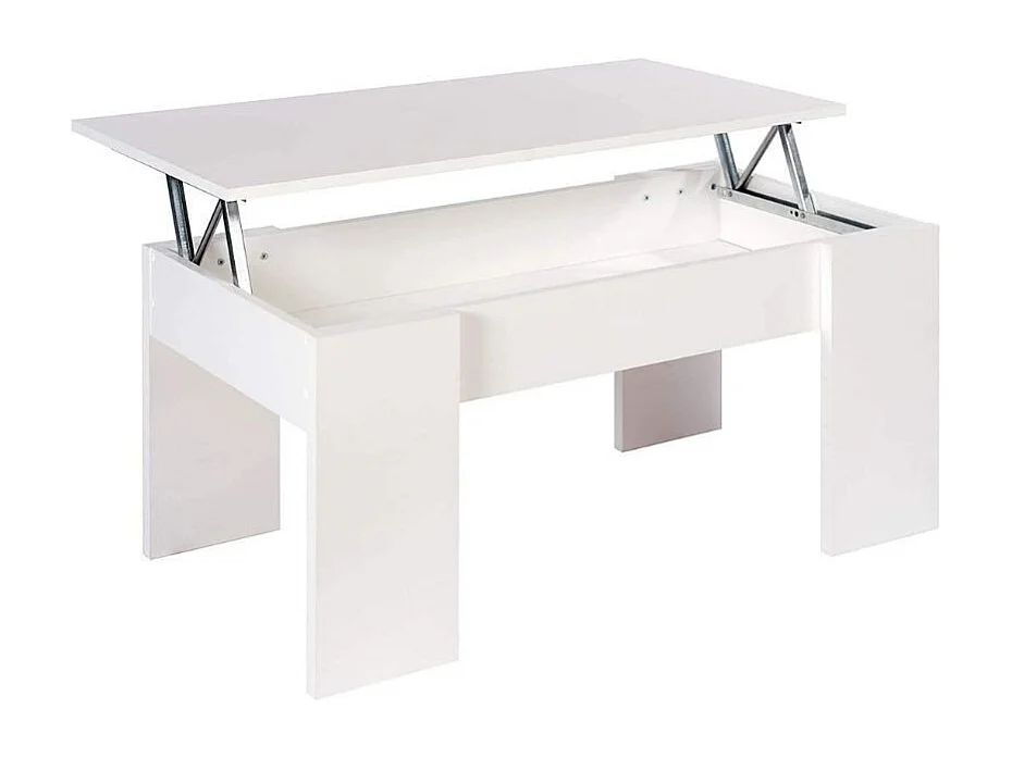 Mesa de Centro Elevable Elise, Blanco y Cemento 90x50 cm