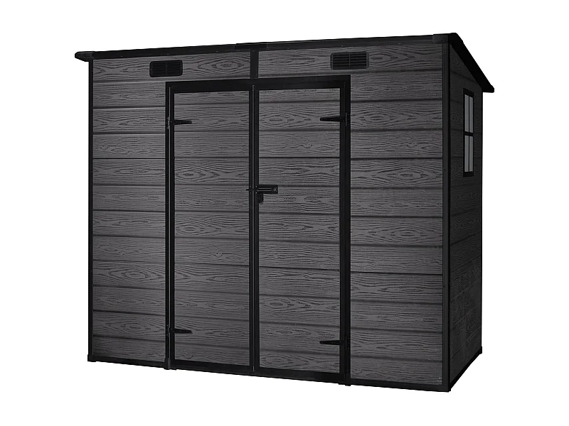 Wasabi - Riparo da Giardino in Resina Nero 2,9m² Unità - 158x158x196cm - Riparo da giardino esterno - Porta doppia a battente - Finestra con luce naturale