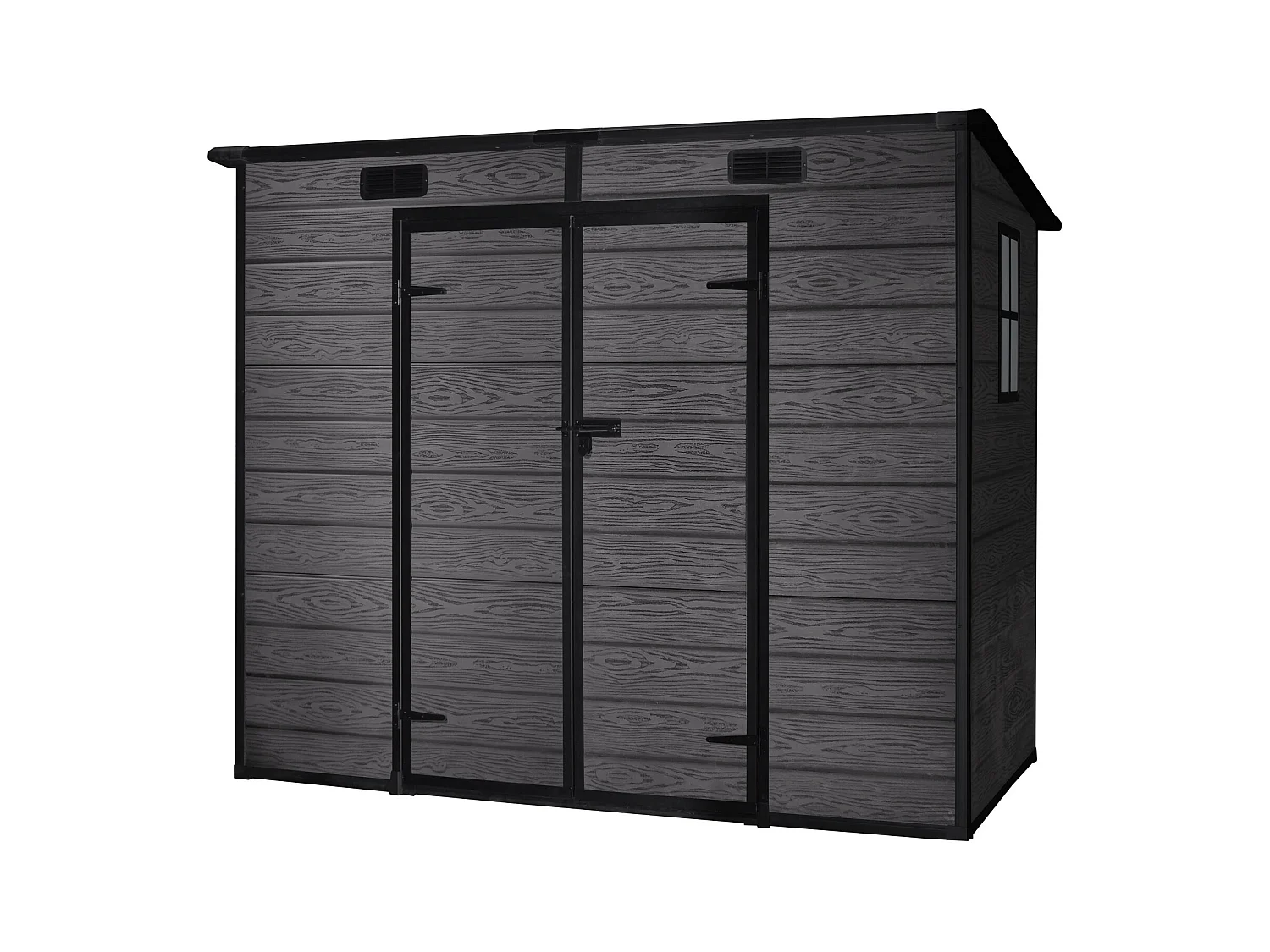 Wasabi - Riparo da Giardino in Resina Nero 2,9m² Unità - 158x158x196cm - Riparo da giardino esterno - Porta doppia a battente - Finestra con luce naturale