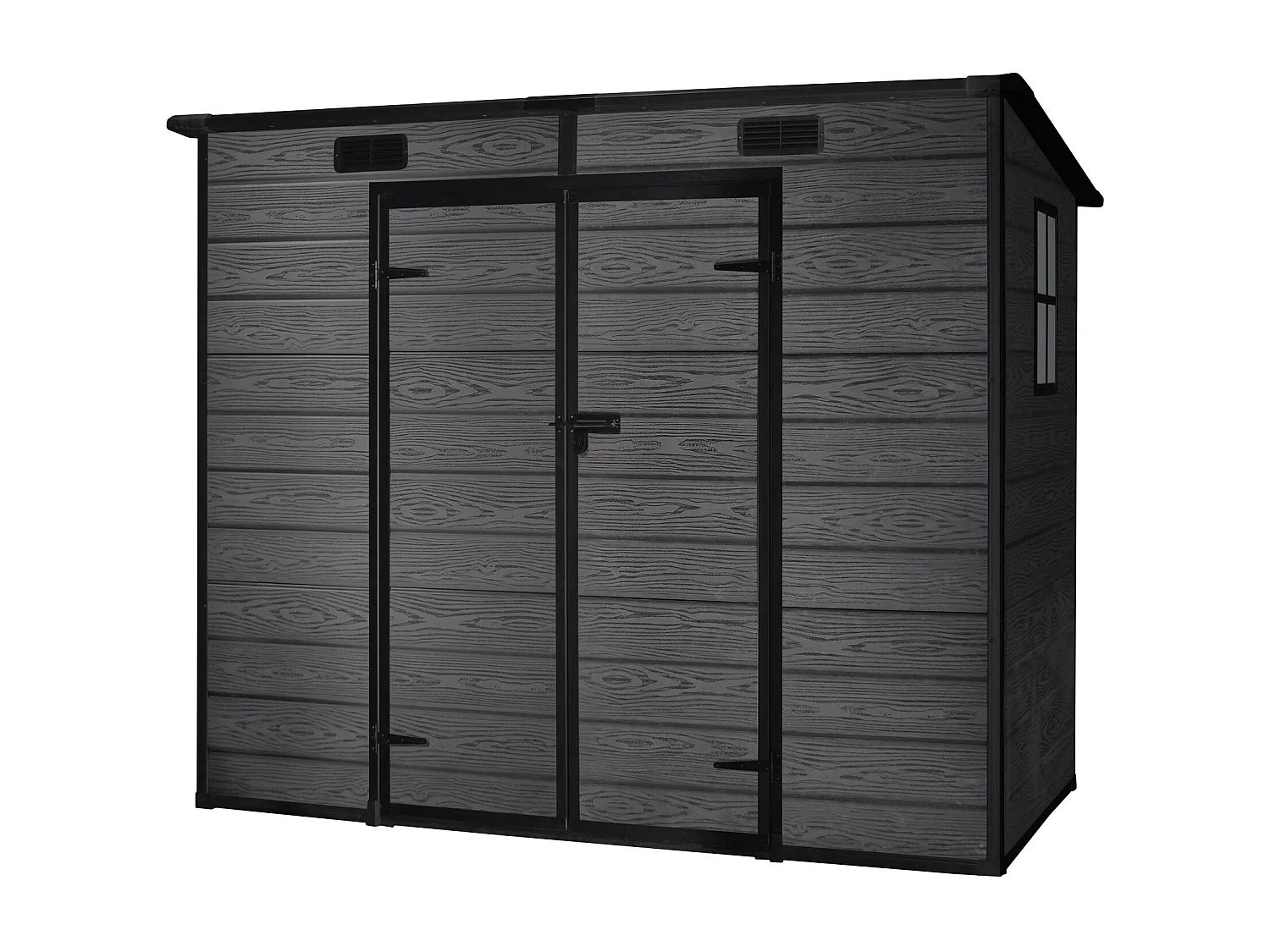 Wasabi - Cobertizo de Resina Negro 2,9m² Unit - 158x158x196cm - Cobertizo de jardín exterior - Doble puerta abatible - Ventana con luz natural