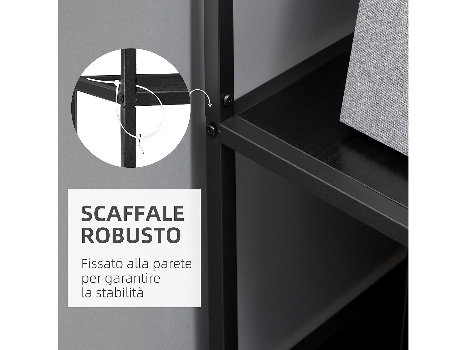 Mobile libreria portaoggetti a 3 livelli e 8 ripiani in mdf bianco