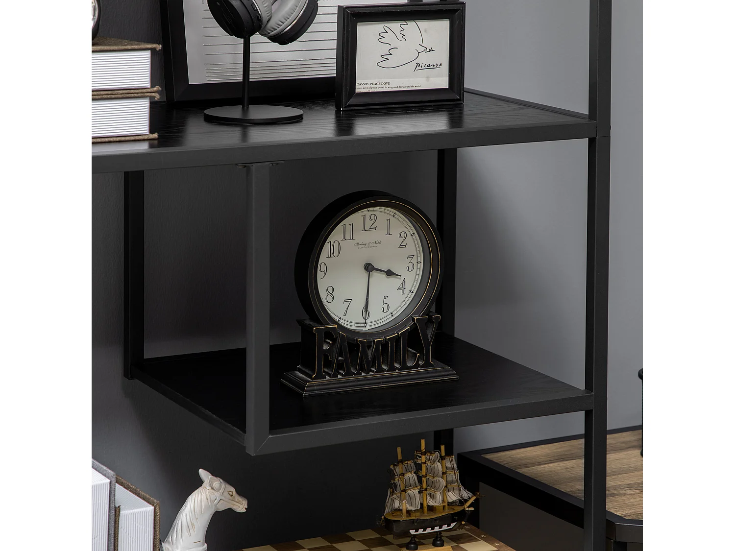 Mobile libreria portaoggetti a 3 livelli e 8 ripiani in mdf bianco