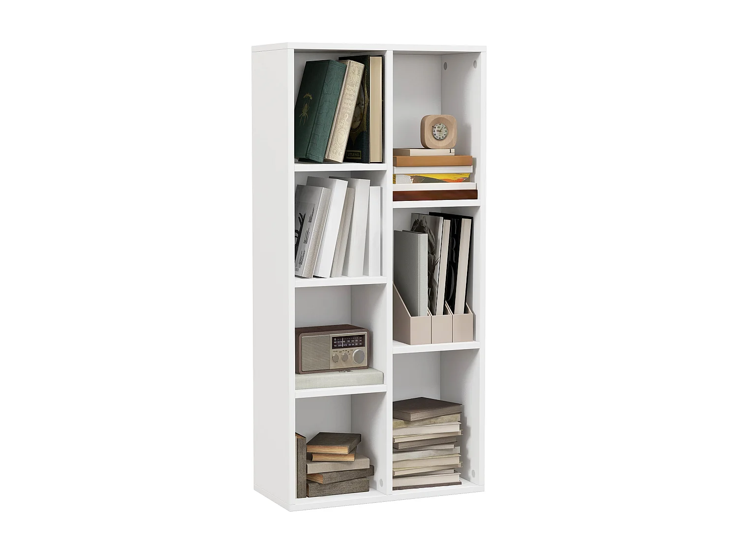 Mobile libreria a 3 ripiani con armadietto e 2 cassetti color legno