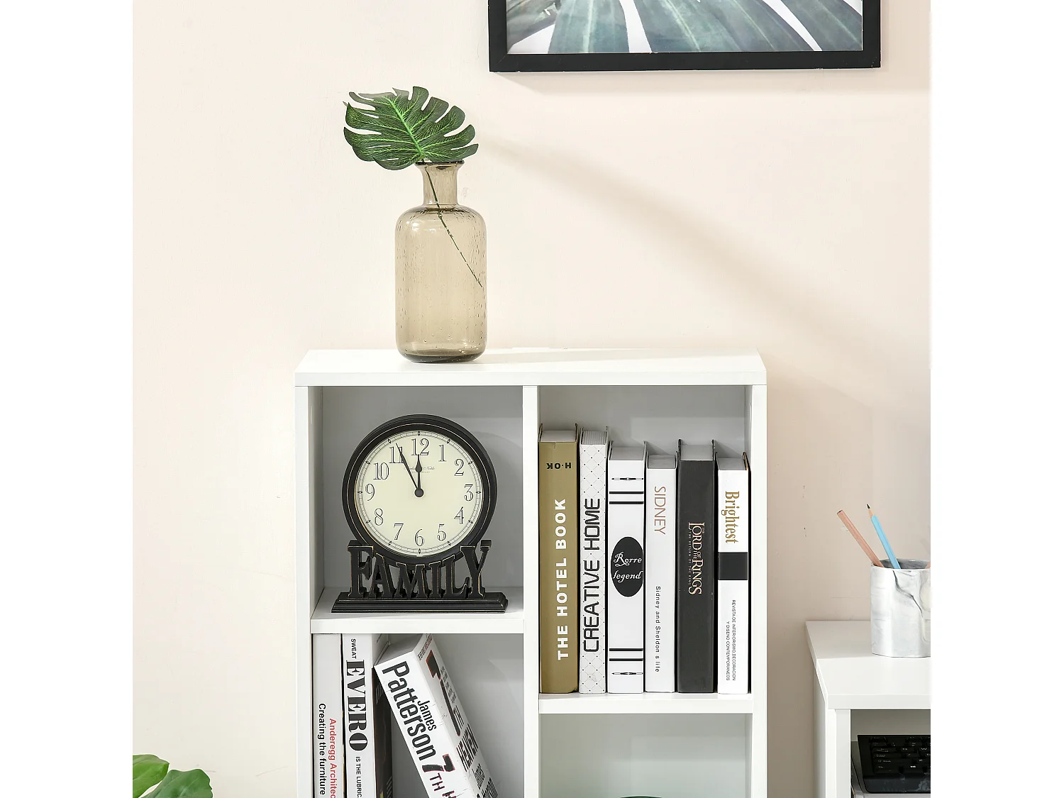 Mobile libreria a 3 ripiani con armadietto e 2 cassetti color legno