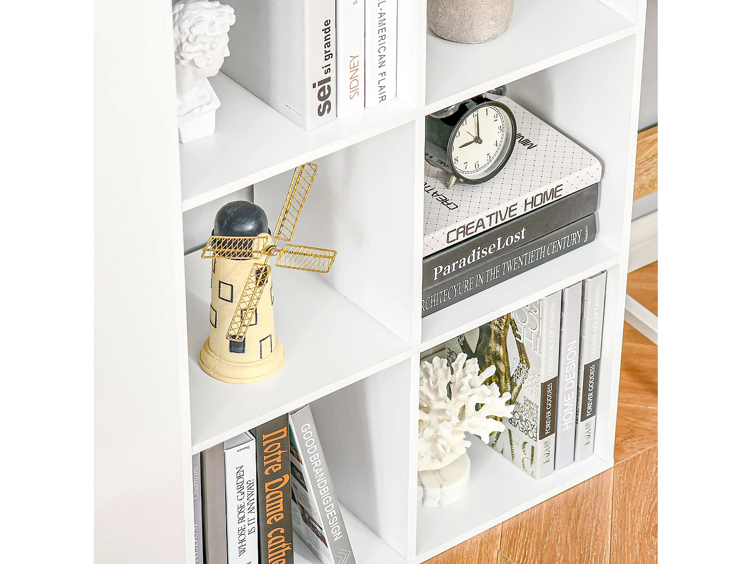 Scaffale libreria industriale da parete in legno e metallo nero