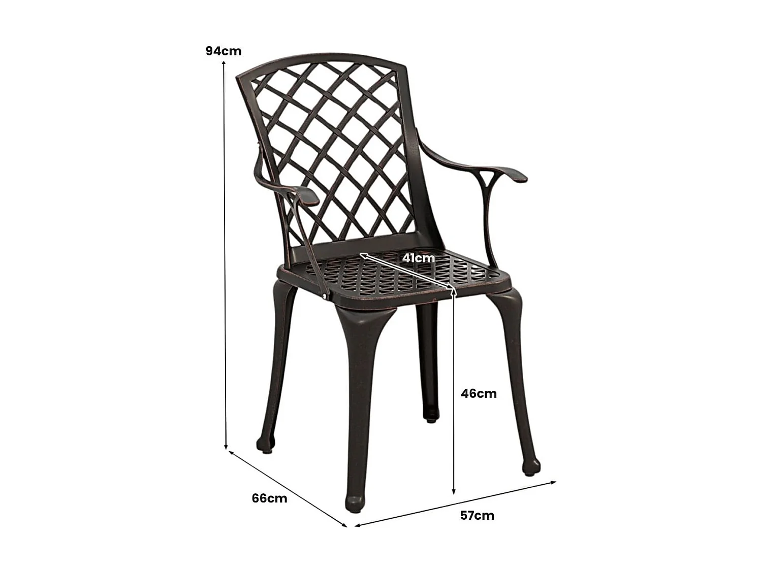 Lot de 2 Chaises de Terrasse en Fonte d'Aluminium Fauteuil d'Extérieur Robuste avec Siège Incurvé Ergonomique Repose-pieds Réglables