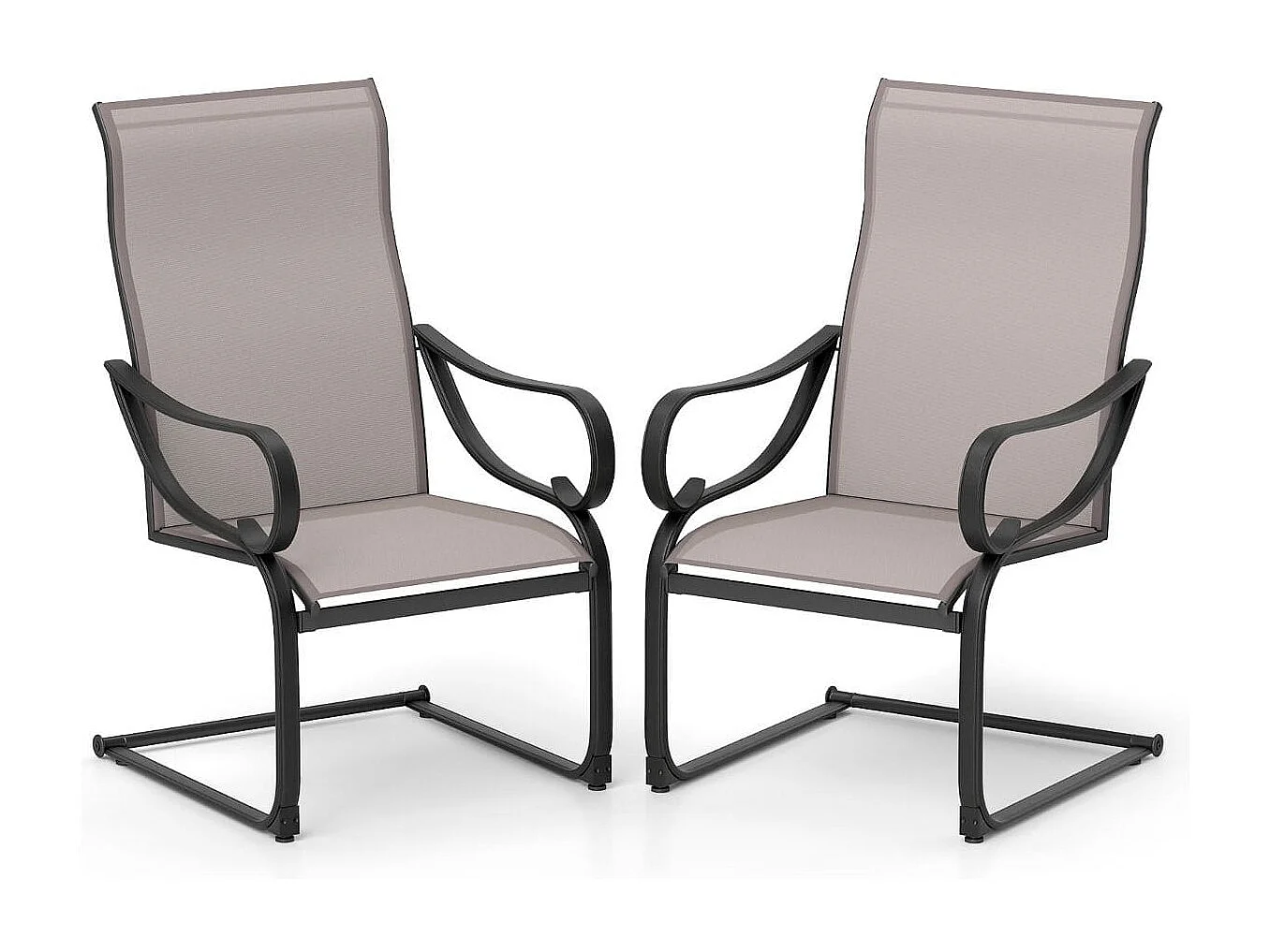 2er Set Terrassenstühlen mit Hoher Rückenlehne & Sitzfläche aus Netzgewebe Schaukelstühle