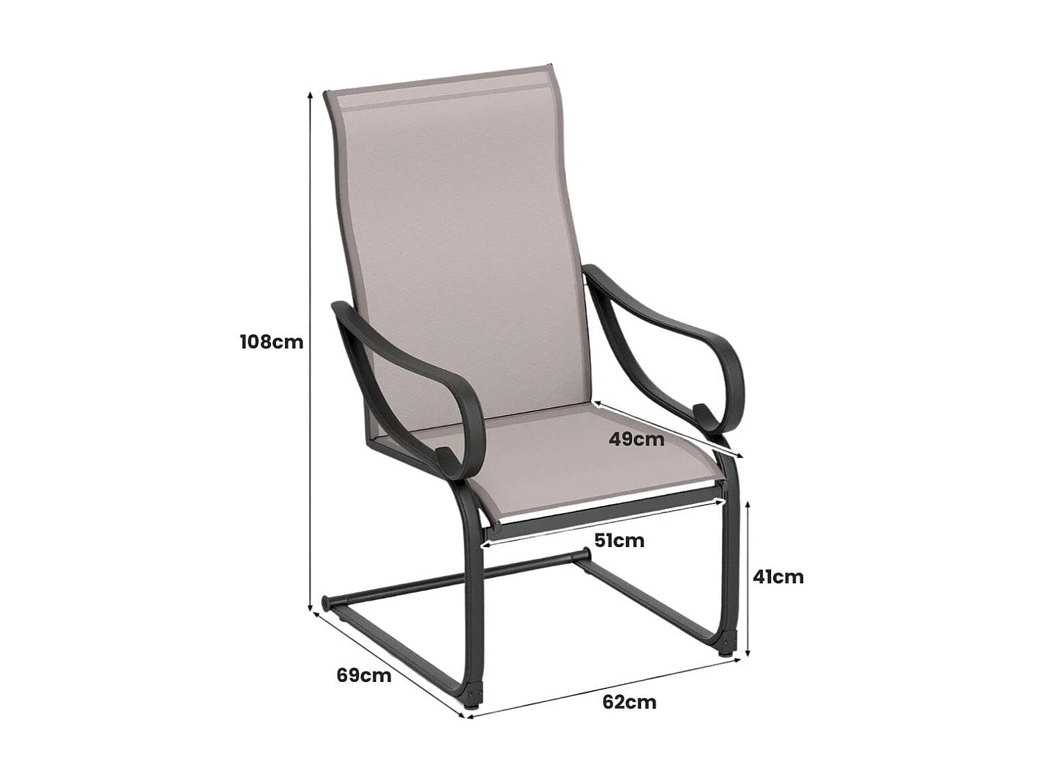2er Set Terrassenstühlen mit Hoher Rückenlehne & Sitzfläche aus Netzgewebe Schaukelstühle