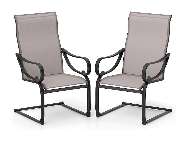 2er Set Terrassenstühlen mit Hoher Rückenlehne & Sitzfläche aus Netzgewebe Schaukelstühle