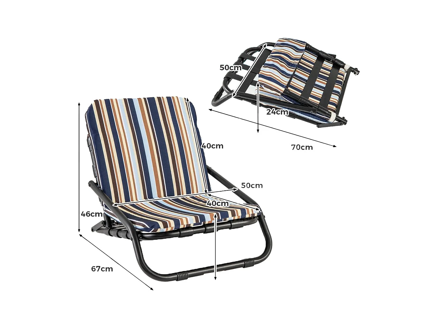 2er Set Strandstühle mit Kissen Klappbare Campingstühle Schnelltrocknende Baumwolle