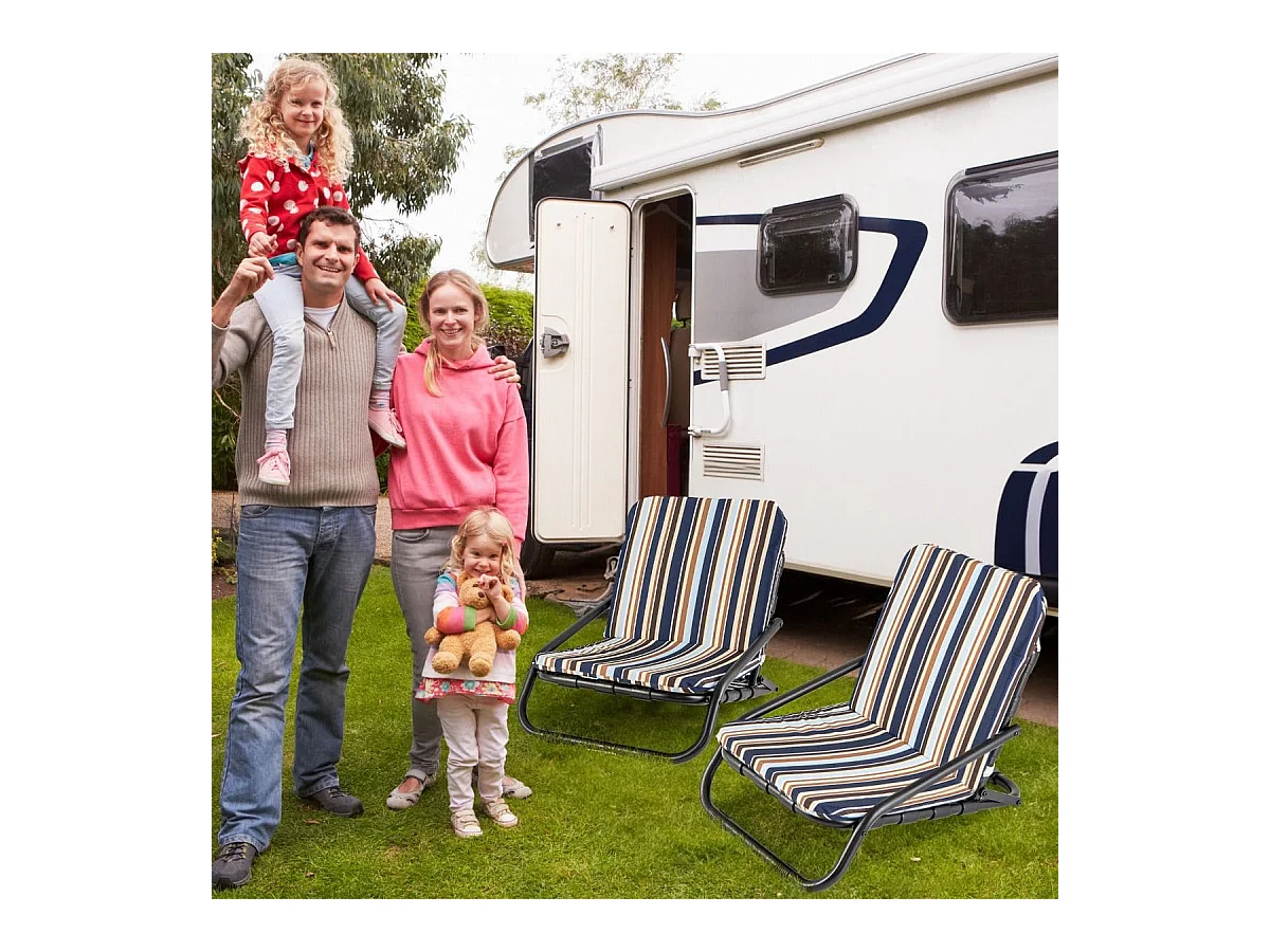 2er Set Strandstühle mit Kissen Klappbare Campingstühle Schnelltrocknende Baumwolle