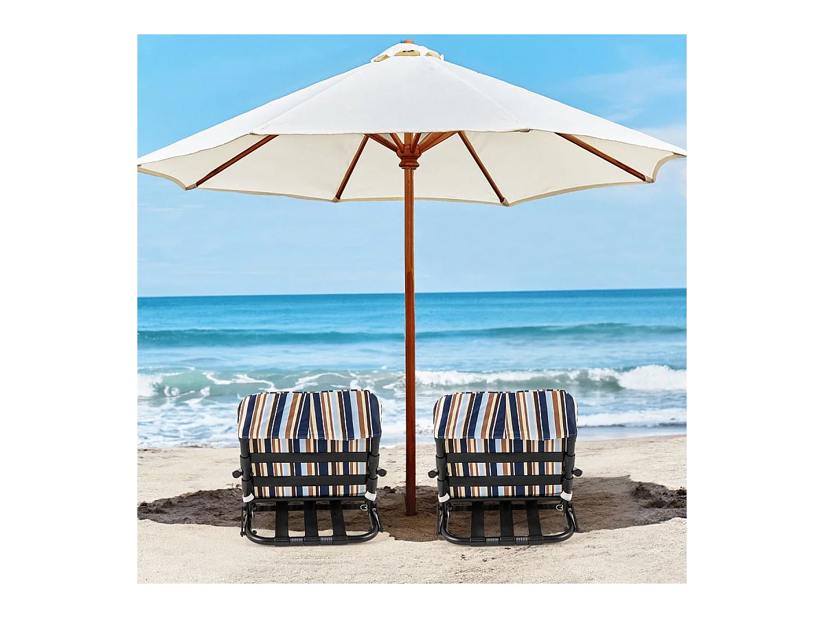 2er Set Strandstühle mit Kissen Klappbare Campingstühle Schnelltrocknende Baumwolle