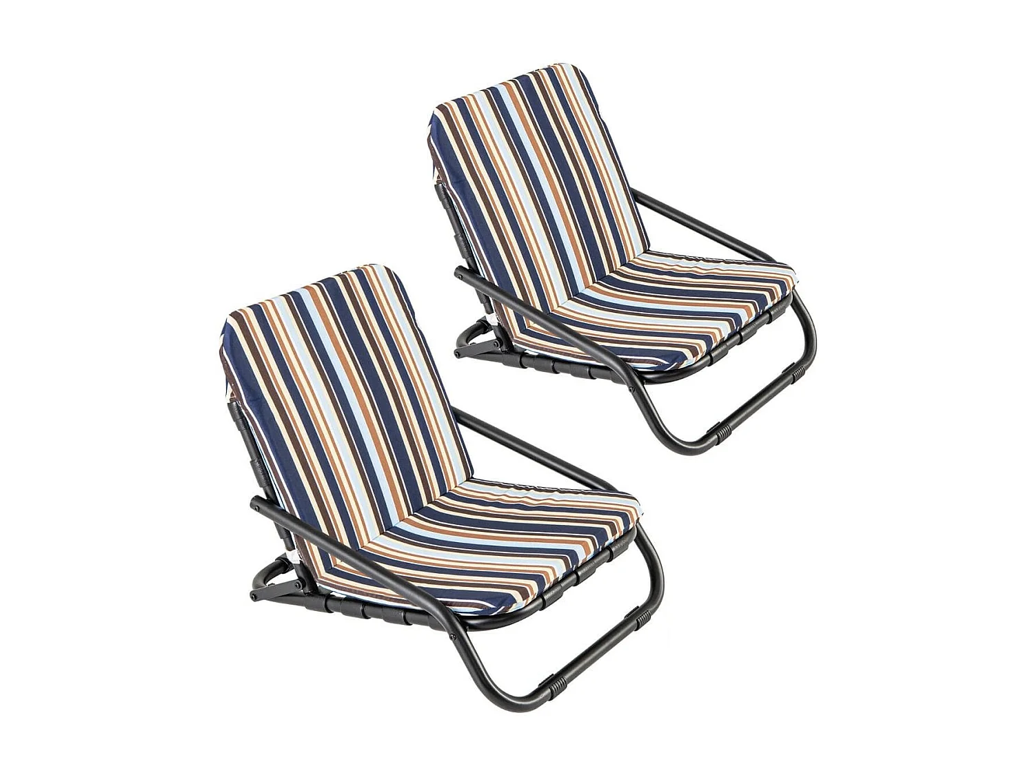 Set di 2 Sedie da spiaggia basse pieghevoli per adulti, Sedie a sdraio leggere e portatili con portata 135kg Blu