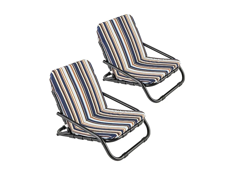 Set di 2 Sedie da spiaggia basse pieghevoli per adulti, Sedie a sdraio leggere e portatili con portata 135kg Blu