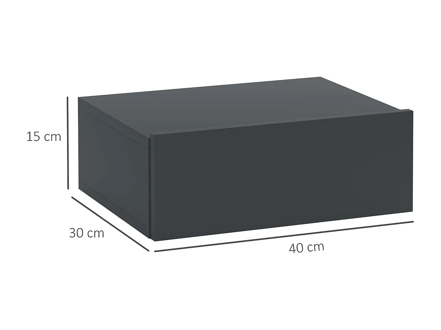 Comodino con cassetto dal design sospeso moderno in truciolato nero