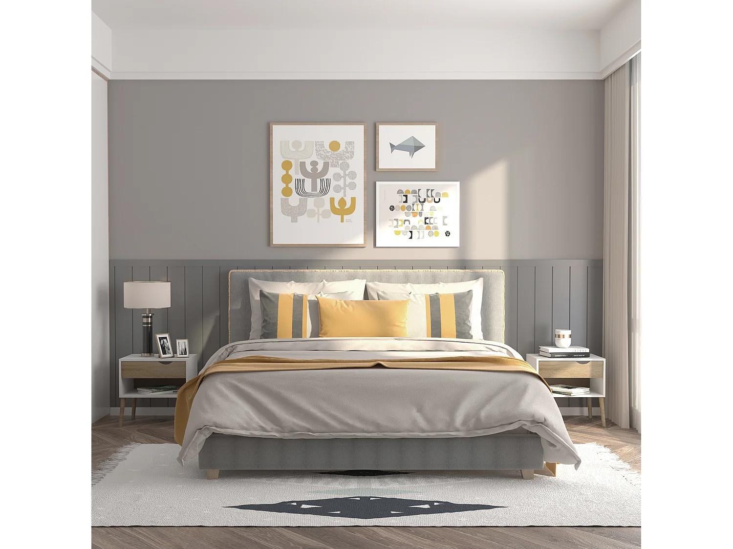 Set 2 comodini design con cassetto e mensola 50x39x51cm bianco