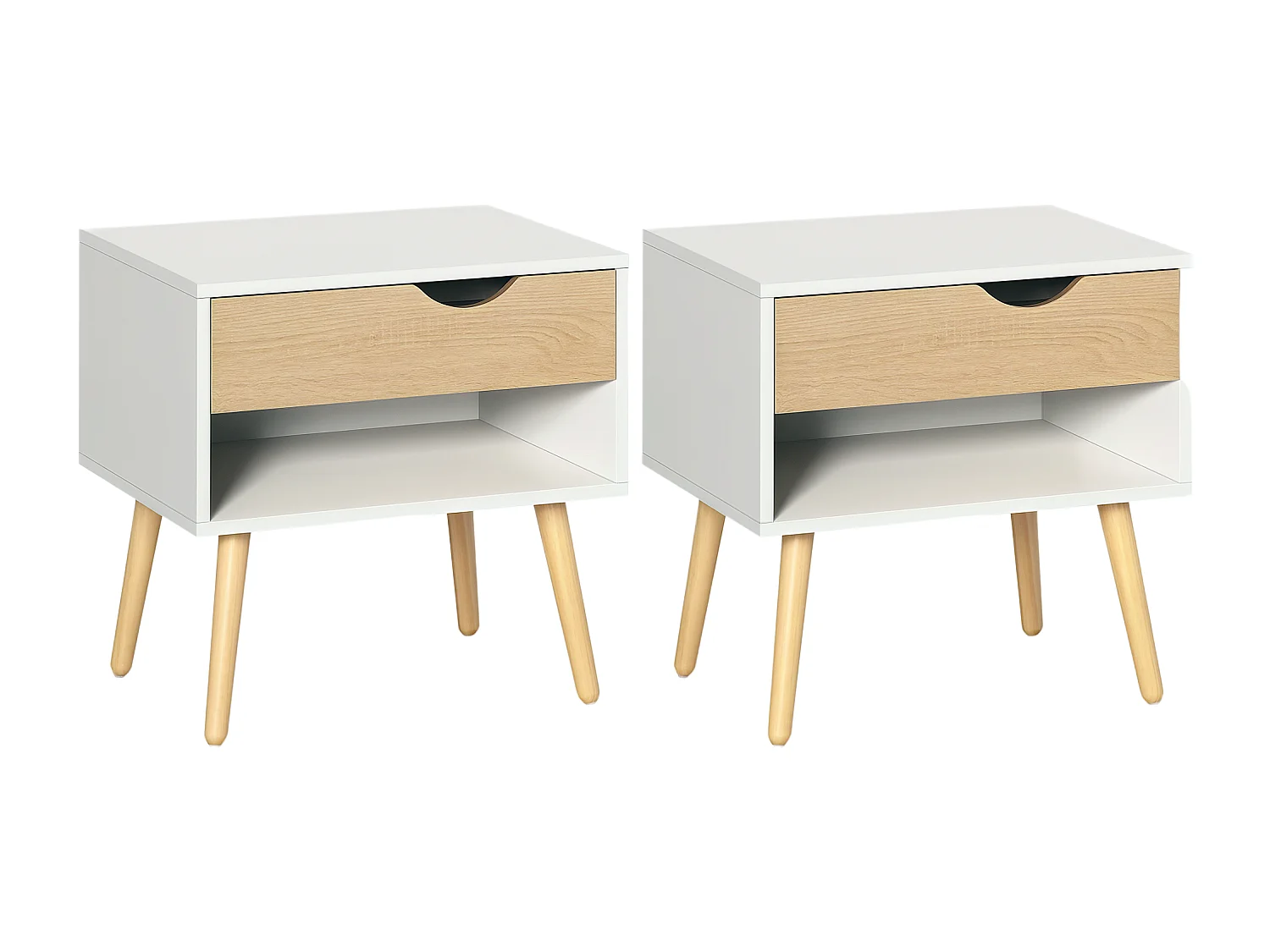 Set 2 comodini design con cassetto e mensola 50x39x51cm bianco