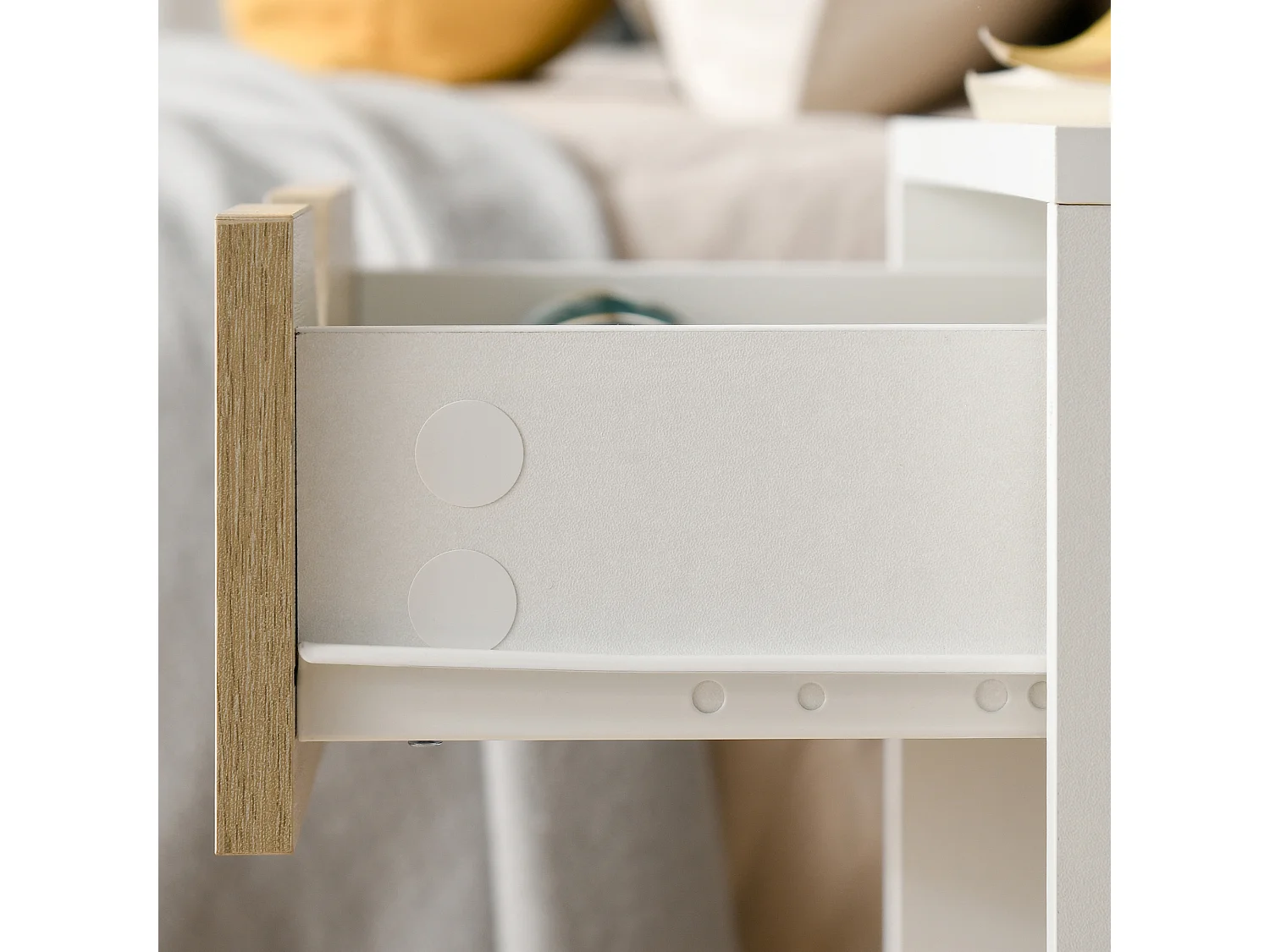 Set 2 comodini design con cassetto e mensola 50x39x51cm bianco