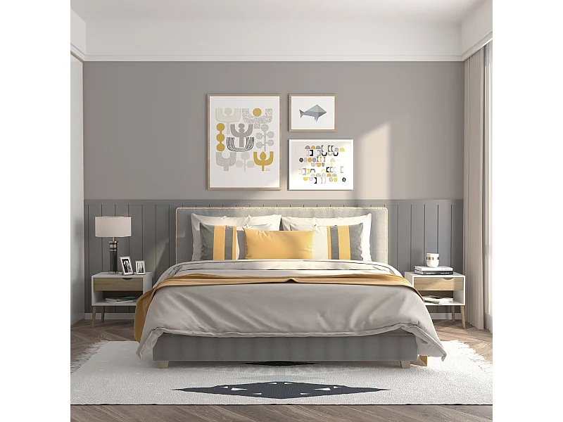 Set 2 comodini design con cassetto e mensola 50x39x51cm bianco