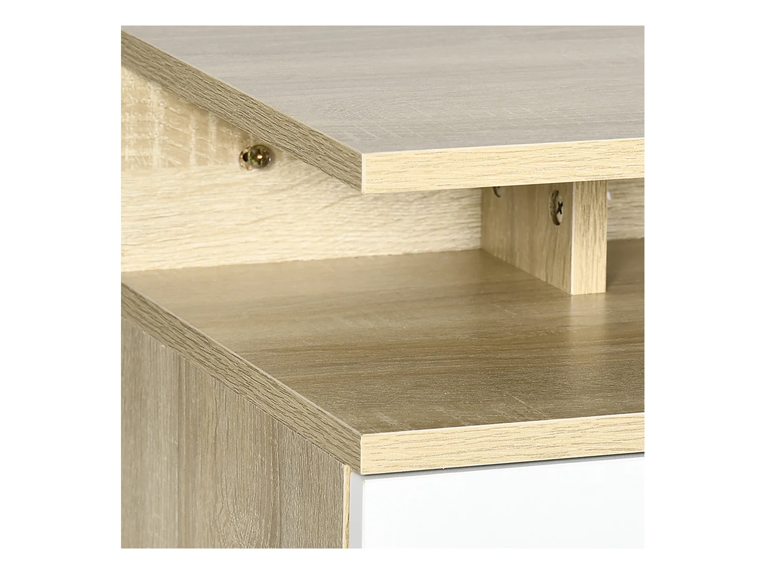 Set da 2 comodini sospesi con cassetto in truciolato bianco e rovere