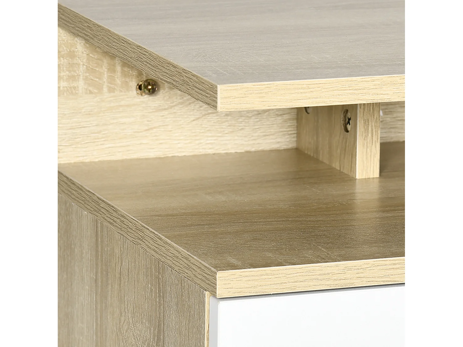 Set da 2 comodini sospesi con cassetto in truciolato bianco e rovere